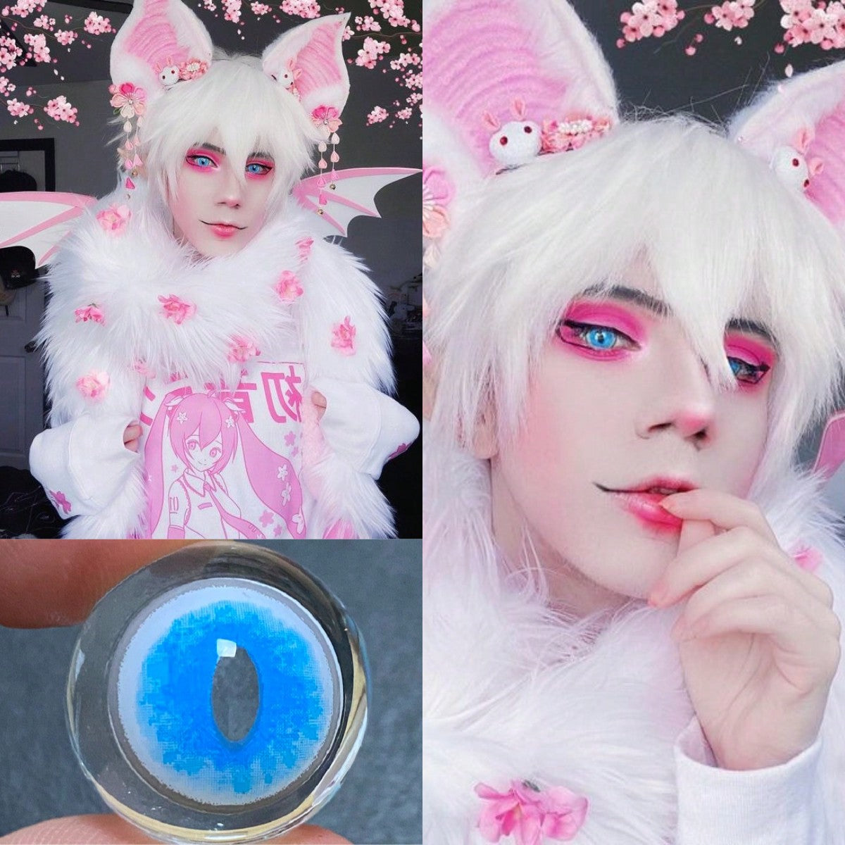 1pair/2Pcs Ragdoll Cat Blue Contact Lenses Halloween Colored Cosmetic Cosplay Contact Lenses