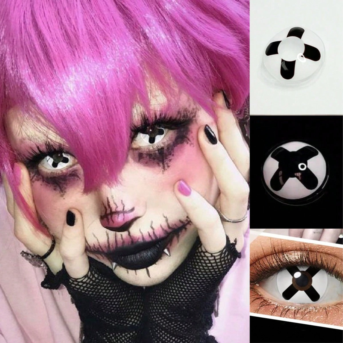 1pair/2Pcs Cross Contact Lenses Colored Cosmetic Beauty Contact Lens For Dark Eye Lens 14.2mm