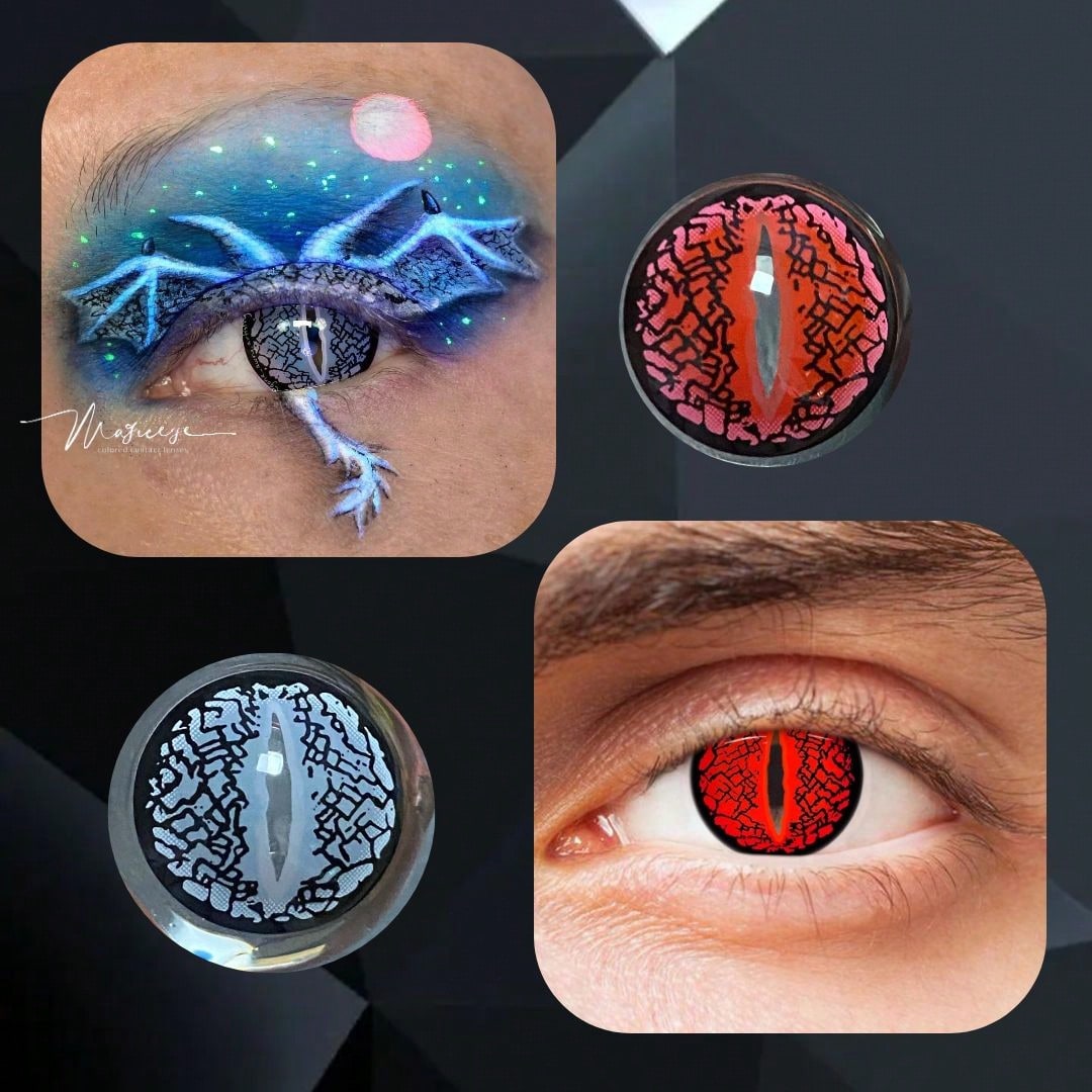 1pair/2Pcs Lizard Eye Red Contact Lenses Colored Cosmetic Cosplay Contact Lenses