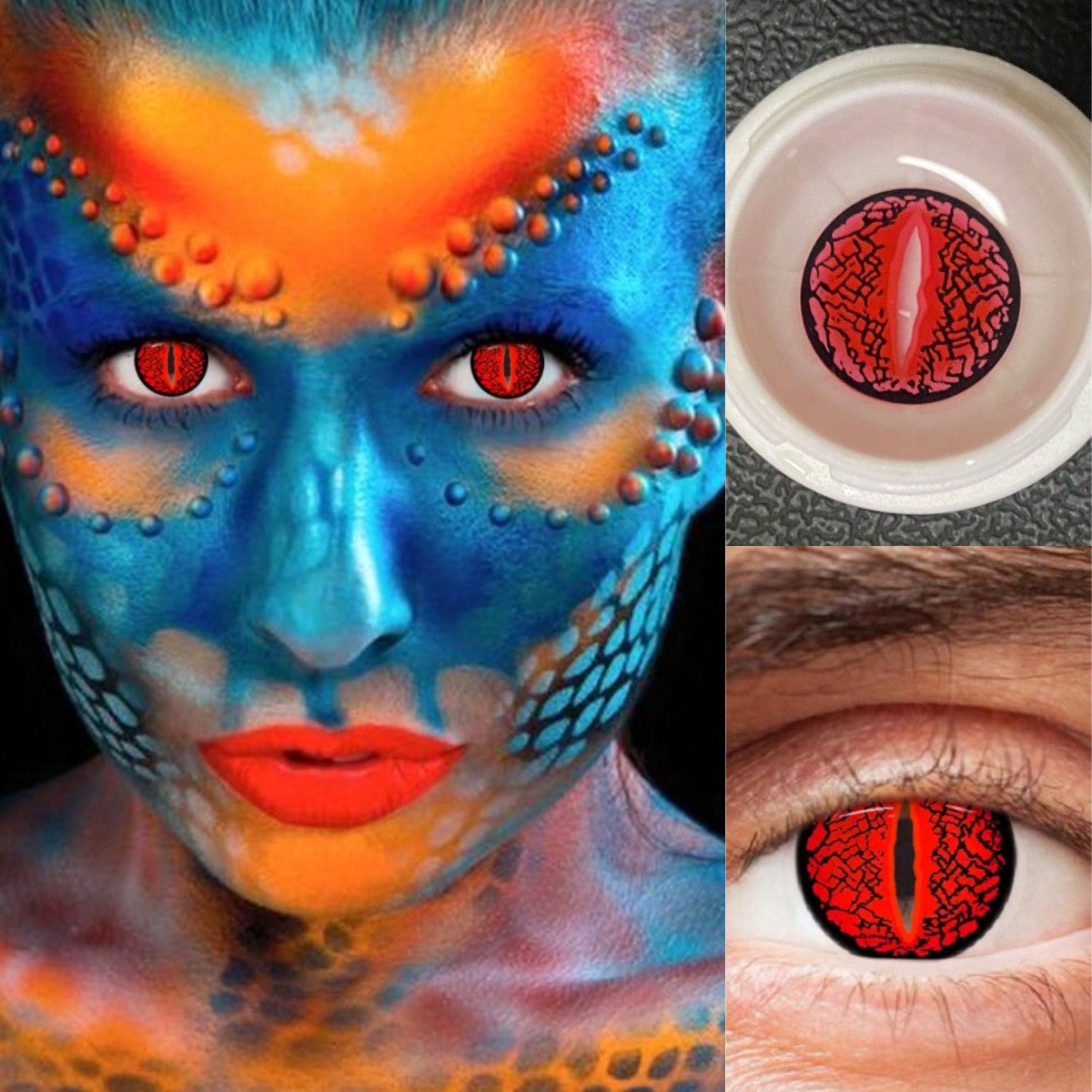 1pair/2Pcs Lizard Eye Red Contact Lenses Colored Cosmetic Cosplay Contact Lenses