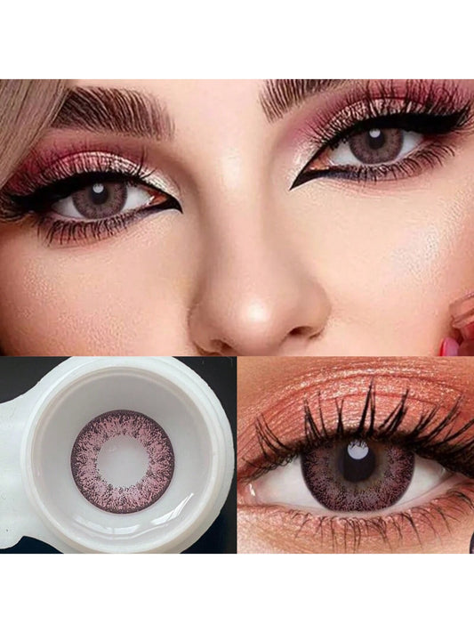 1Pairs/2Pces Pluto Pink Coffee Contact Lenses Colored Cosmetic Beauty Contact Lens For Dark Eye Lens 14.2mm