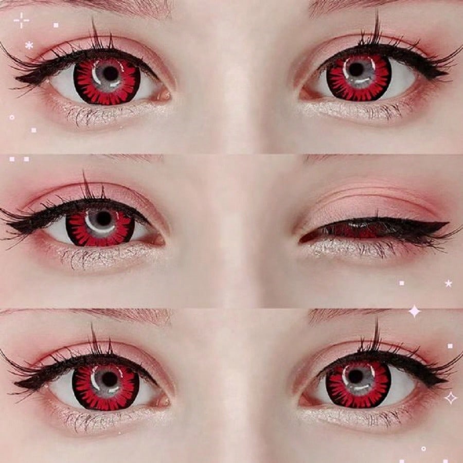 1Pair/2Pcs  Red Contact Lenses Colored Cosmetic Beauty Contact Lens For Dark Eye Lens 14.2mm