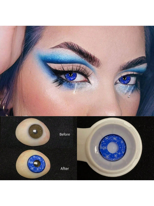 1Pairs/2Pces Midisummer Ice Blue Contact Lenses Colored Cosmetic Beauty Contact Lens For Dark Eye Lens 14.2mm