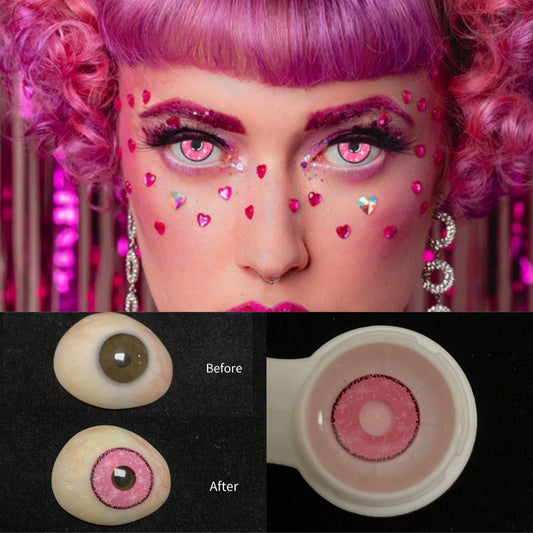 1pair/2Pcs Midisummer Coral Pink Contact Lenses Colored Cosmetic Beauty Contact Lens For Dark Eye Lens 14.2mm