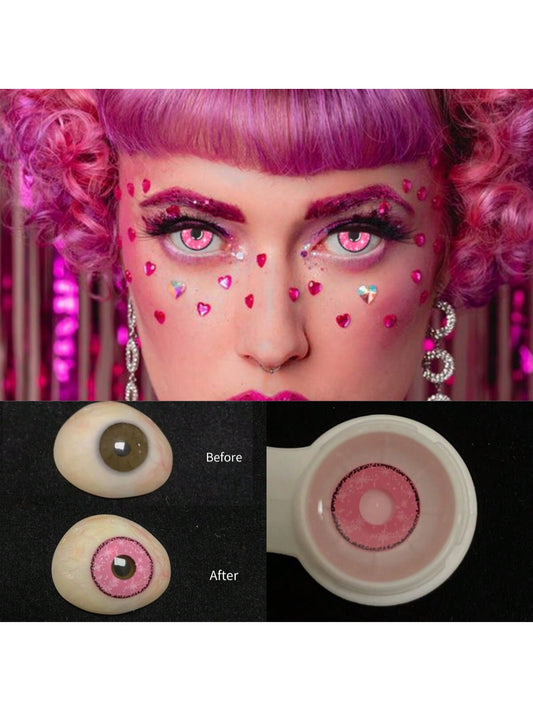 1Pairs/2Pces Midisummer Coral Pink Contact Lenses Colored Cosmetic Beauty Contact Lens For Dark Eye Lens 14.2mm