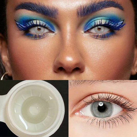 1Pairs/2Pces Ice Cream Greyish White Colored Contact Lenses 1 Year Disposable