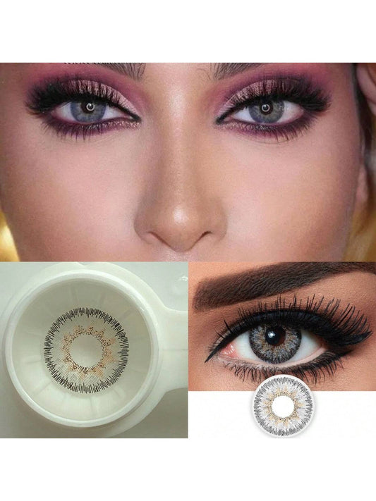 1Pairs/2Pces Elegant Gray Colored Contact Lenses 1 Year Disposable 14.2mm