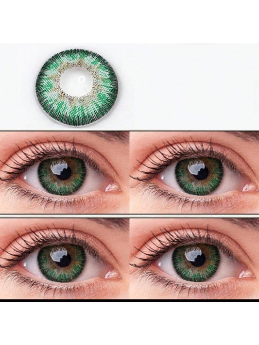 1Pairs/2Pces Elegant Green Colored Contact Lenses 1 Year Disposable 14.2mm