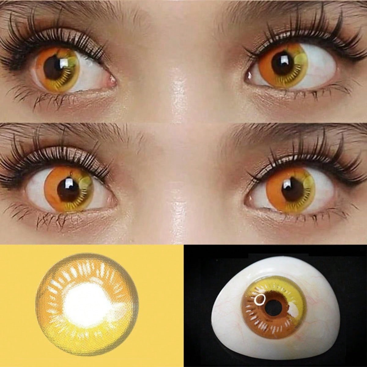 1Pair/2Pcs Magic Eye Yearly Anime Orange Halloween Contact Eye Lenses Cosplay Contact Lens Crazy Lenses