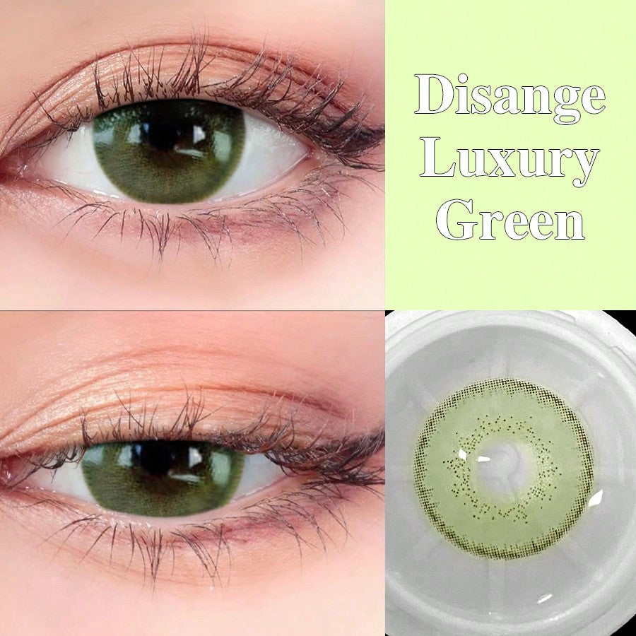 1Pair/2Pces Disange Luxury Green Contact Lenses Colored Cosmetic Beauty Contact Lens For Dark Eye Lens 14.2mm