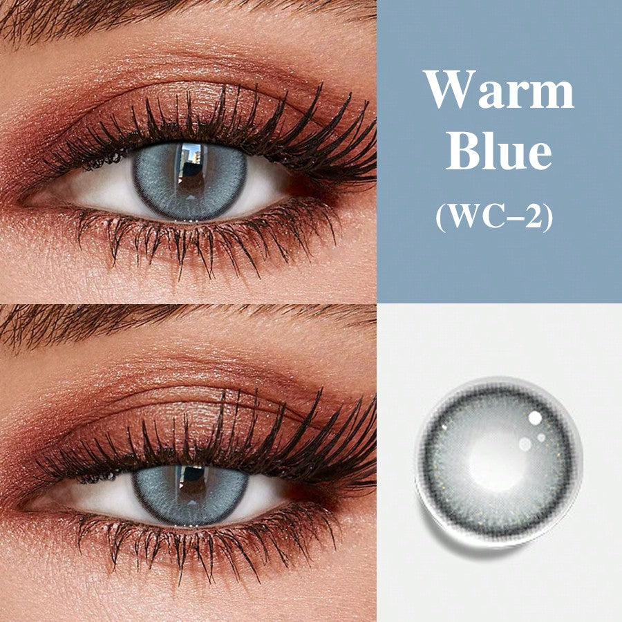 1 Pair Blue Colored Contact Lenses Big Diameter (6 Months Disposable)Cosmetic Contact Lens Purple Disposable Eye Makeup 14.5mm Natural Lenses