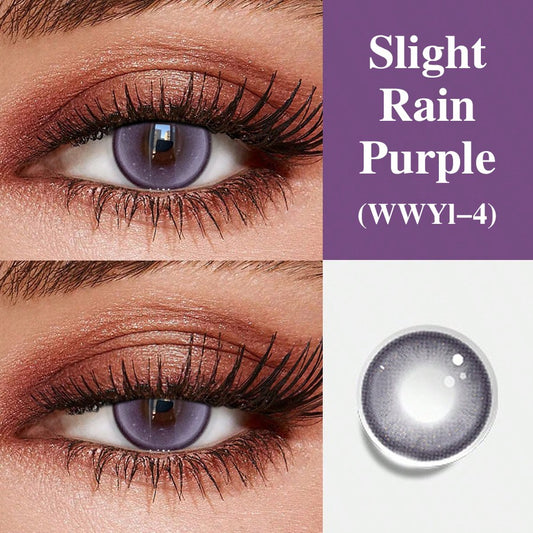 1 Pair Violet Colored Contact Lenses Big Diameter (6 Months Disposable)Cosmetic Contact Lens Purple Disposable Eye Makeup 14.2mm Natural Lenses