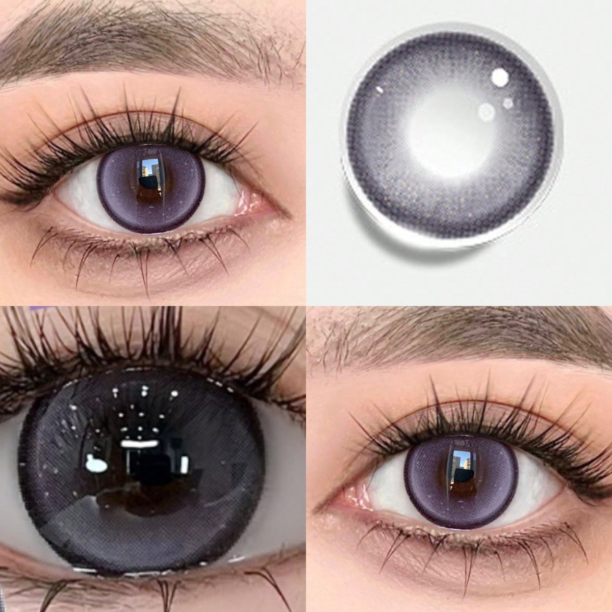 1 Pair Violet Colored Contact Lenses Big Diameter (6 Months Disposable)Cosmetic Contact Lens Purple Disposable Eye Makeup 14.2mm Natural Lenses