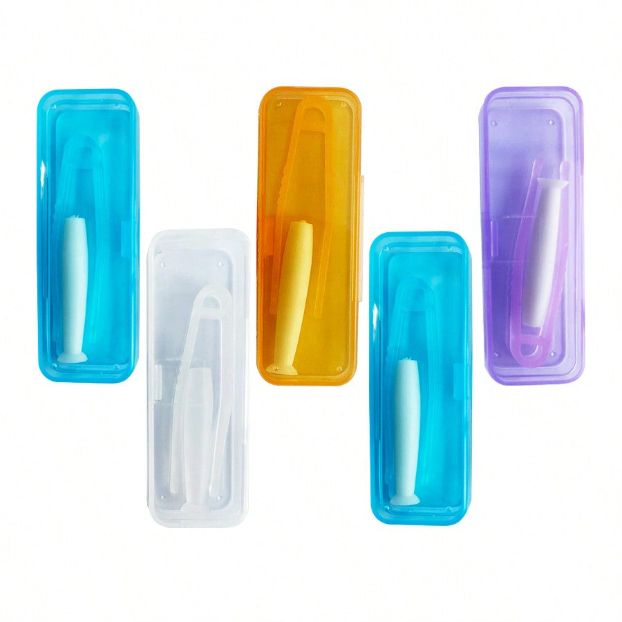 5 Pcs Portable Contact Lens Stick Tool Case Set (Inserter/Remover+Tweezer With Soft Tip)