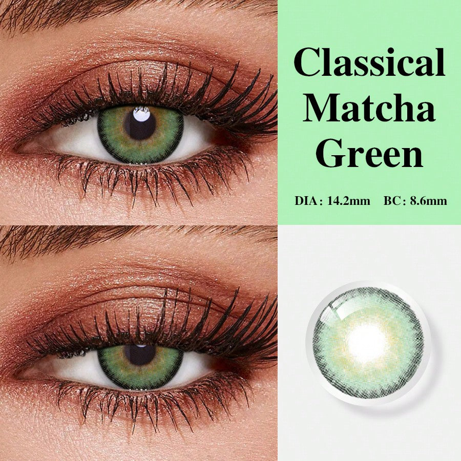 1Pair/2Pcs Green Colored Contact Lenses Natural Look Green Eye Lenses Gray Contact Lenses Green Eye Lenses 14.2mm