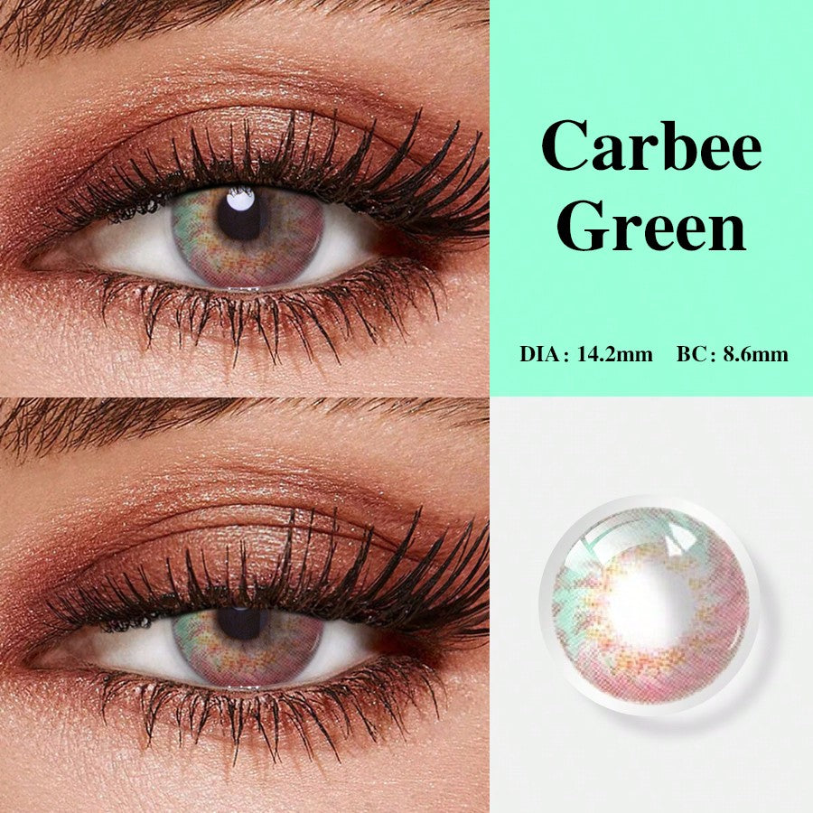 1Pair/2Pcs Green Colored Contact Lenses Natural Look Green Eye Lenses Gray Contact Lenses Green Eye Lenses 14.2mm