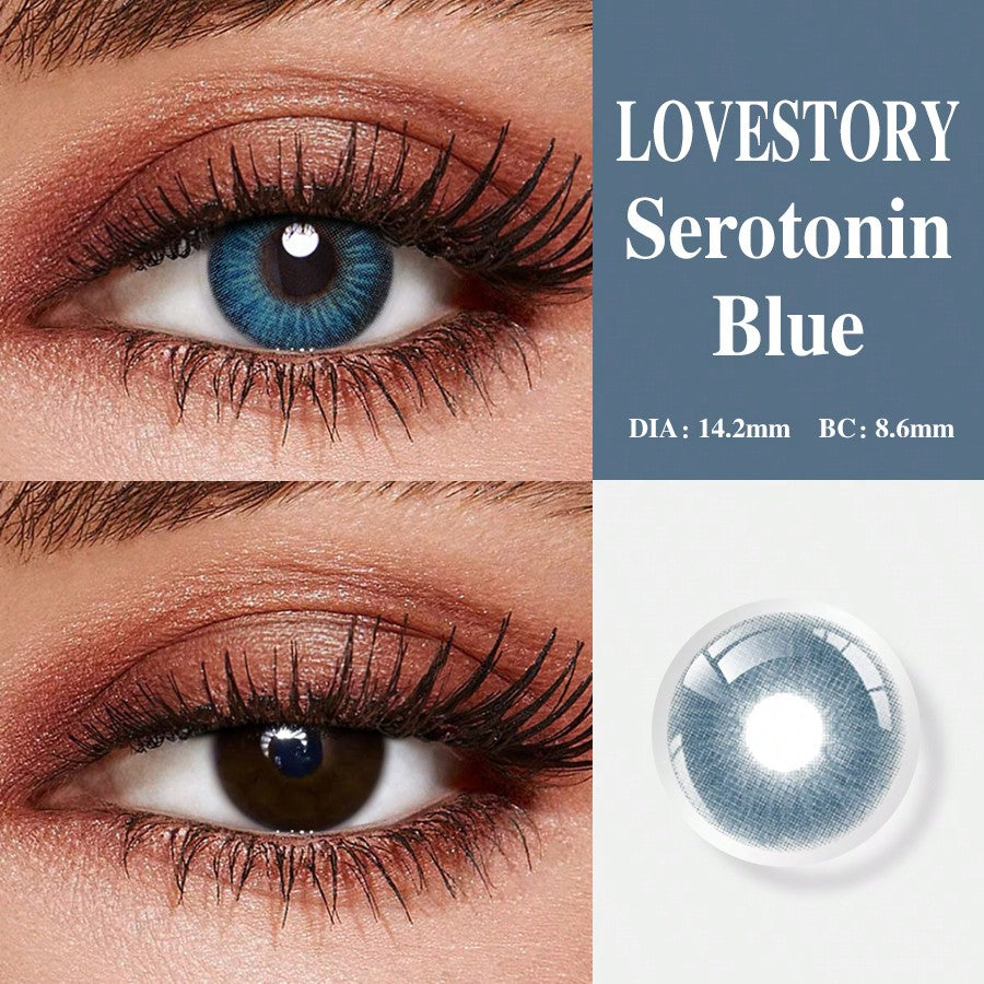 2Pcs/1Pair Magiceye Love Story Serotonin Blue Soft Colored Eye Contacts Contact Lenses 14.2mm Cheap 3 Tone Color Contact Lens