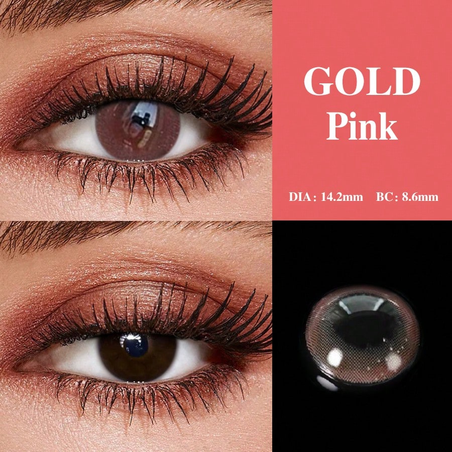 2pcs Candy Pink Monthly Soft Comfortable Colored Natural Contact Lenses For Eye 14.2mm