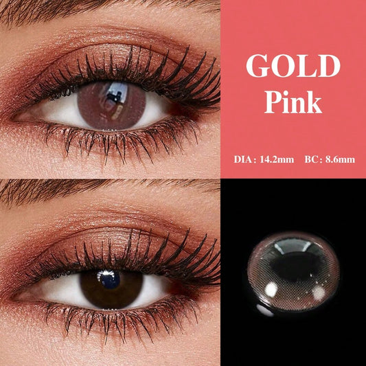 2pcs Candy Pink Monthly Soft Comfortable Colored Natural Contact Lenses For Eye 14.2mm