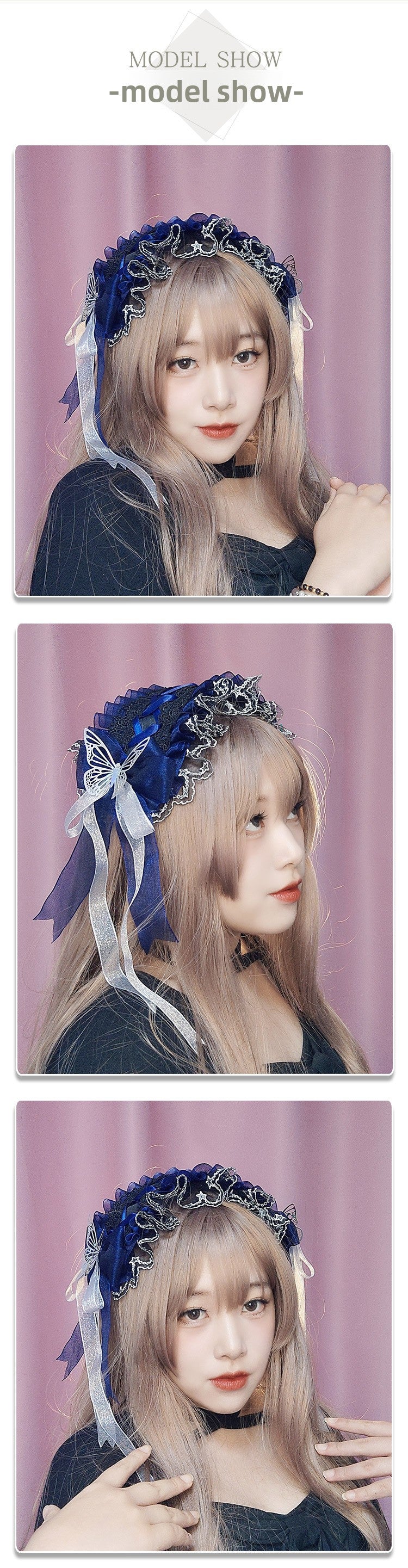 Rose Hair Accessories Cosplay Props Comic Exhibition Cute Lolita Lace Bow Hairband Headwear