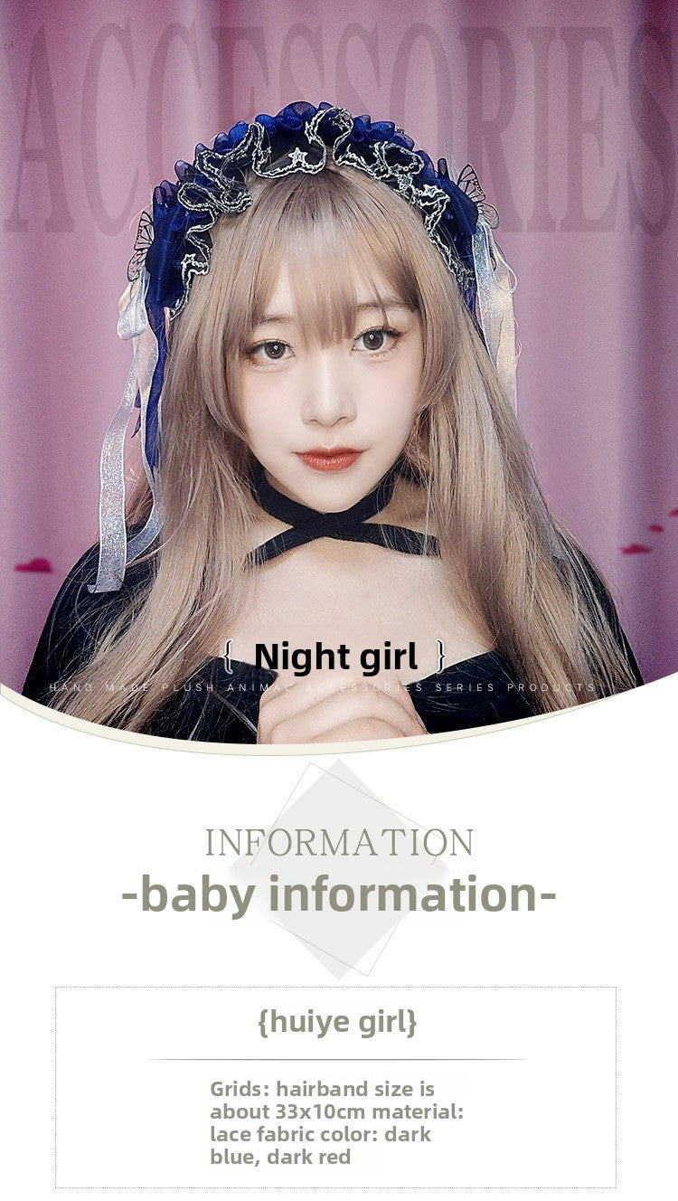 Rose Hair Accessories Cosplay Props Comic Exhibition Cute Lolita Lace Bow Hairband Headwear