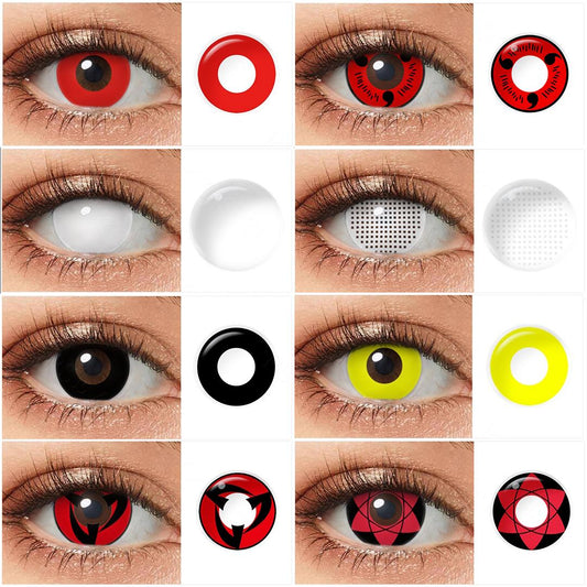 Sharingan Eye Halloween Contact Lenses 1 Pair Yearly Red Cosplay Contact Lenses White Blind Eye Lenses Eye Contacts for Anime Accessories