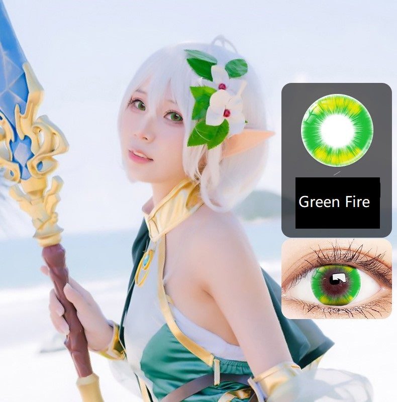 Green Fire Cosplay Contact Lenses【PRESCRIPTION】