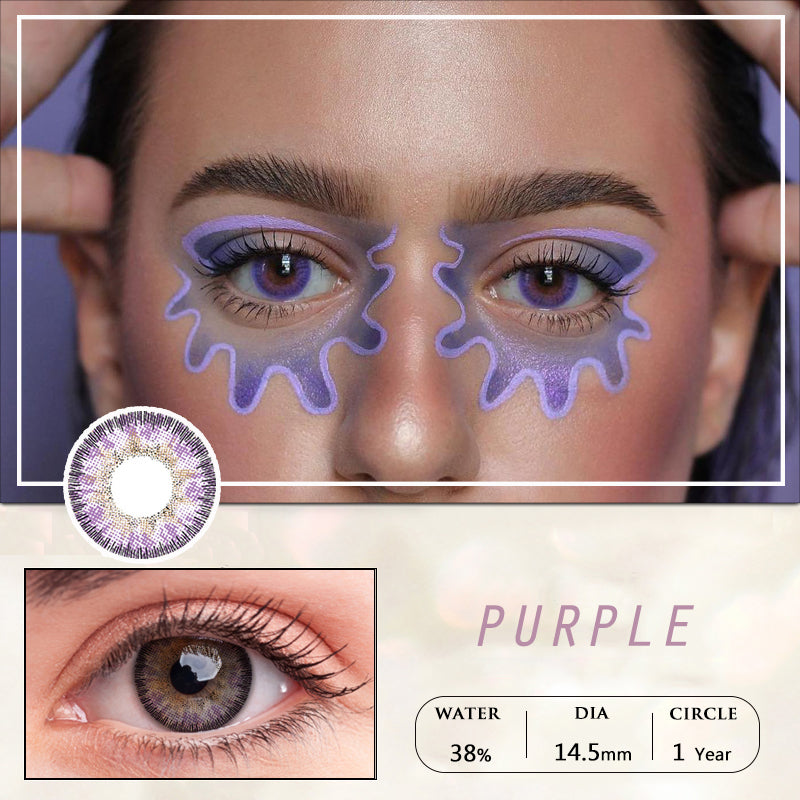 【 1-Day 10Pcs】Angel Ice Purple Color Contact Lenses【Prescription】